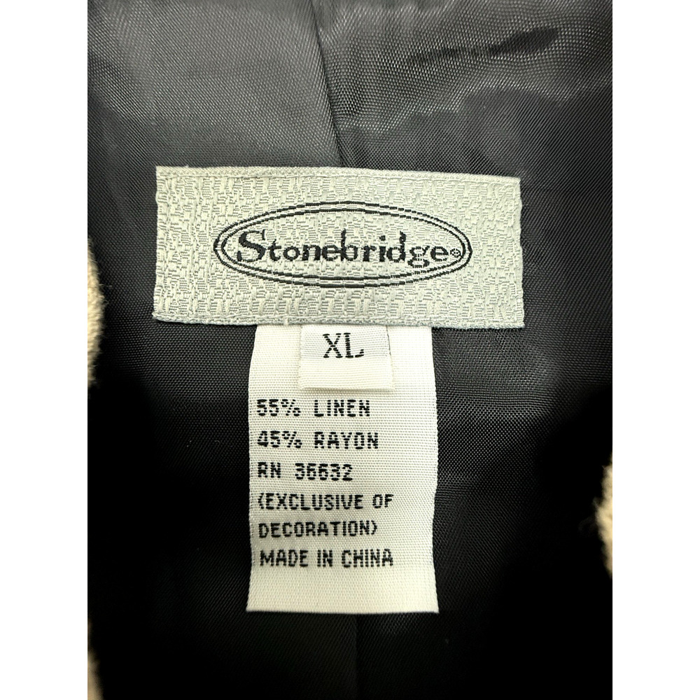 STONEBRIDGE Linen Blend Women's XL Vest African Safari Animals Brown Tan Black - Picture 2 of 11